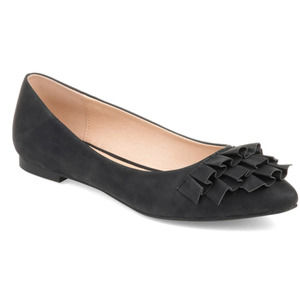 Journee Collection Judy Ruffled Pointed Toe Flats in Black Size‎ 8 M New in Box